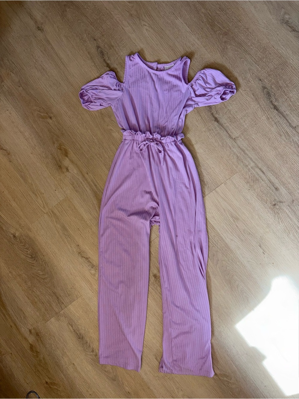 Girls' Lilac Cold-Shoulder Ribbed Matching Set - Picture 2 of 3